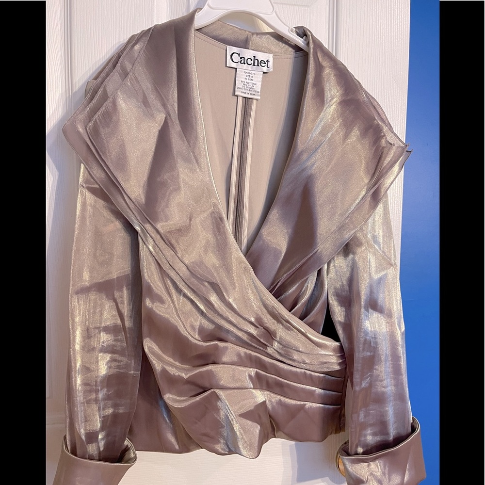 Cachet sand iridescent dress blouse